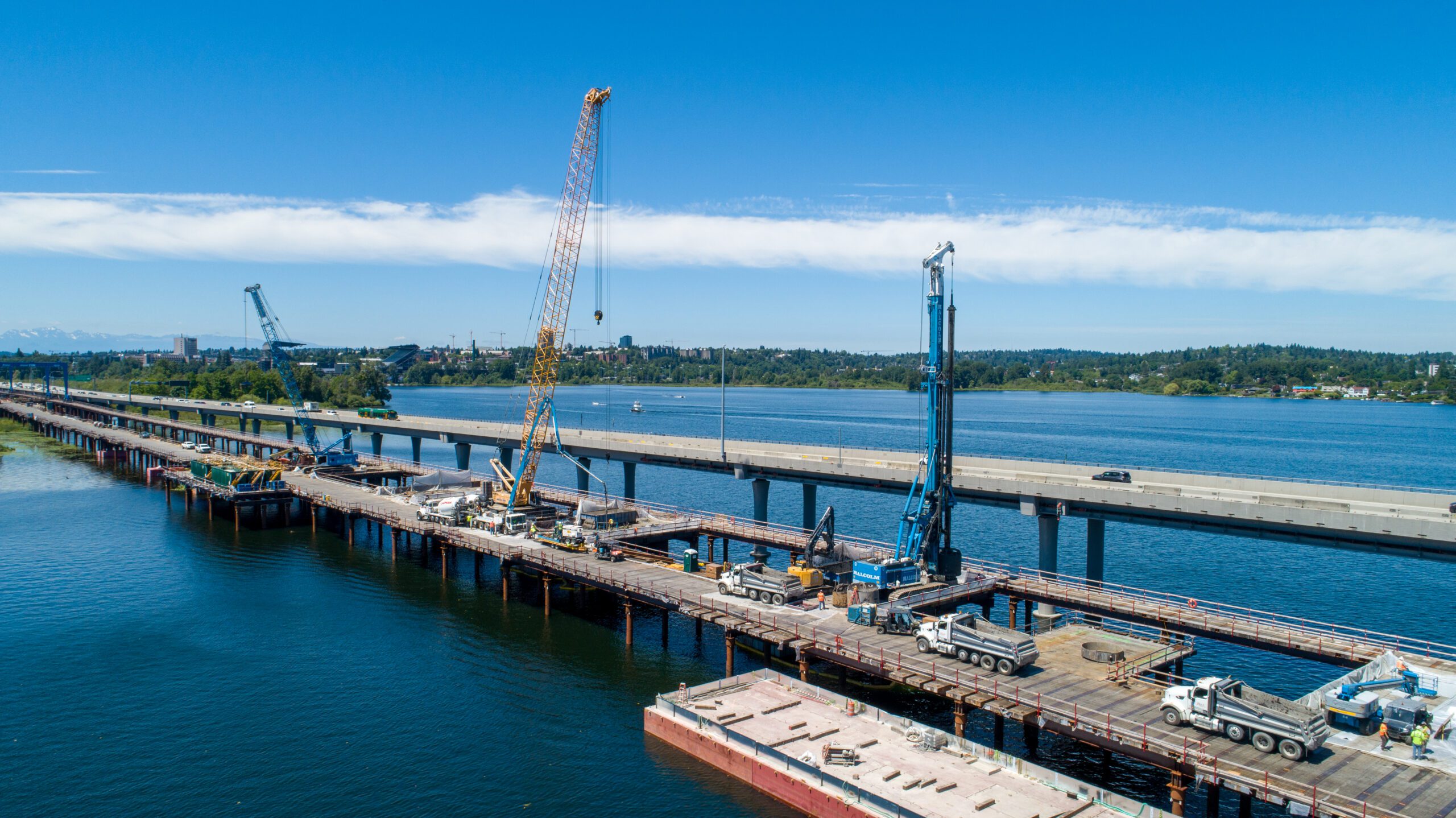 Aerial Construction View | Malcolm Drilling | SR520
